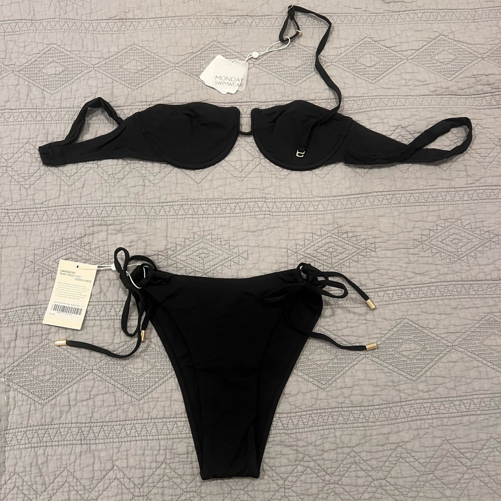 Monday Swimwear Black Bikini Set